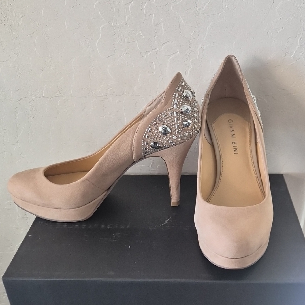 Gianni Bini Beige Embellished Heels